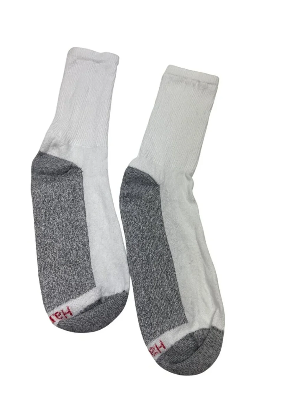 Hanes Mens Crew Socks Cotton Blend White & Gray & Fryle sock Casual Use 16j